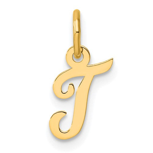 14K Small Script Letter T Initial Charm