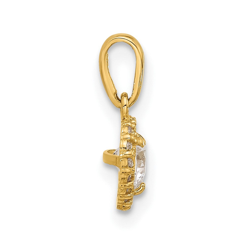 14K CZ Heart Pendant