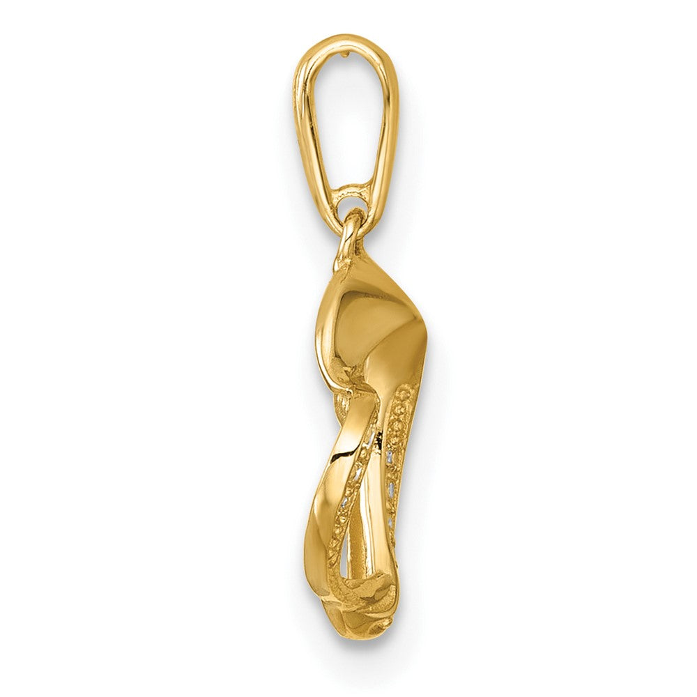 14k Polished CZ Fancy Open Heart Pendant
