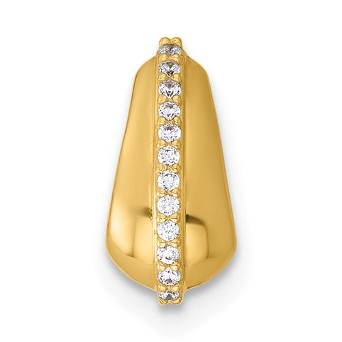 14k Polished CZ Domed Teardrop Chain Slide