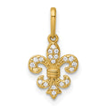 14k Polished CZ Fleur de lis Pendant