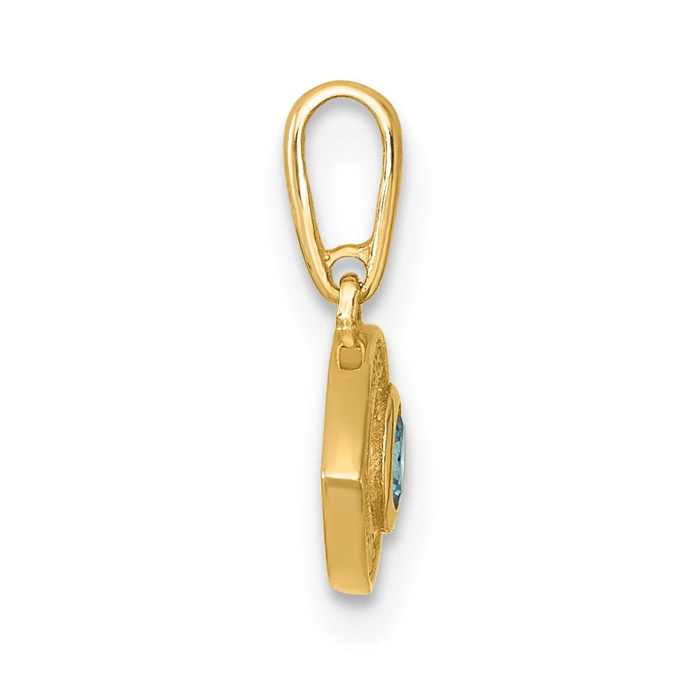 14k Polished CZ Evil Eye Pendant