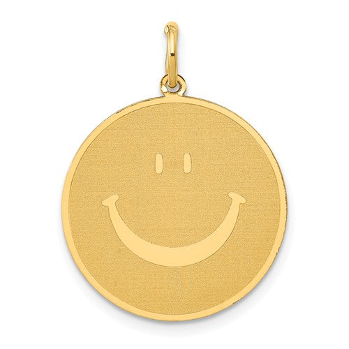 14k Solid Polished Smiley Face Pendant