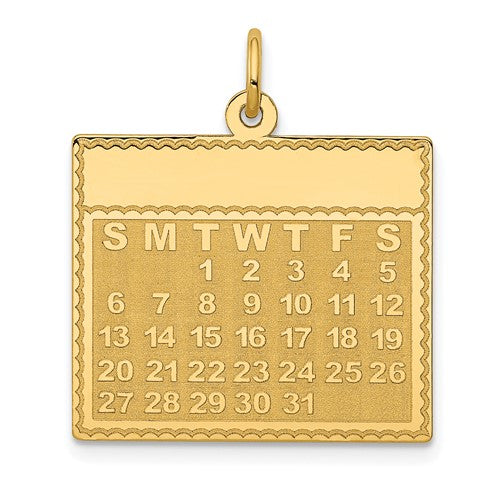14k Tuesday the First Day Calendar Pendant