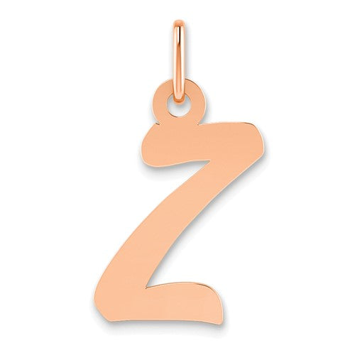 14k Rose Gold Small Script Initial Z Charm