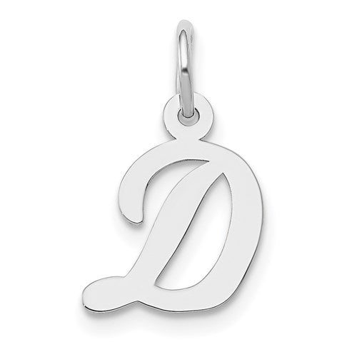 14k White Gold Small Script Letter D Initial Charm