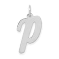 14k White Gold Large Script Letter P Initial Charm