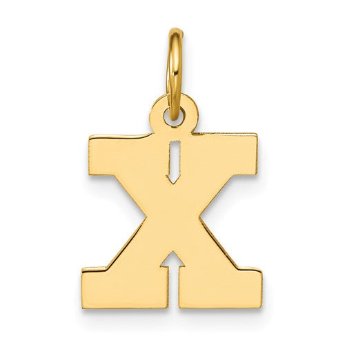 14k Small Block Initial X Charm