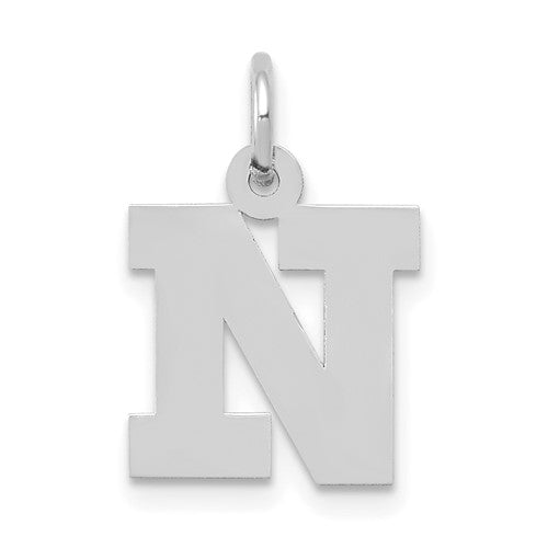 14KW Small Block Letter N Initial Charm