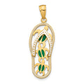 14K Enamel Cut-out Flip Flop w/ Sea Turtles Pendant